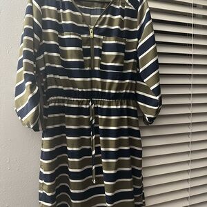 Stella Tweed Striped Drawstring Waist Mini Dress